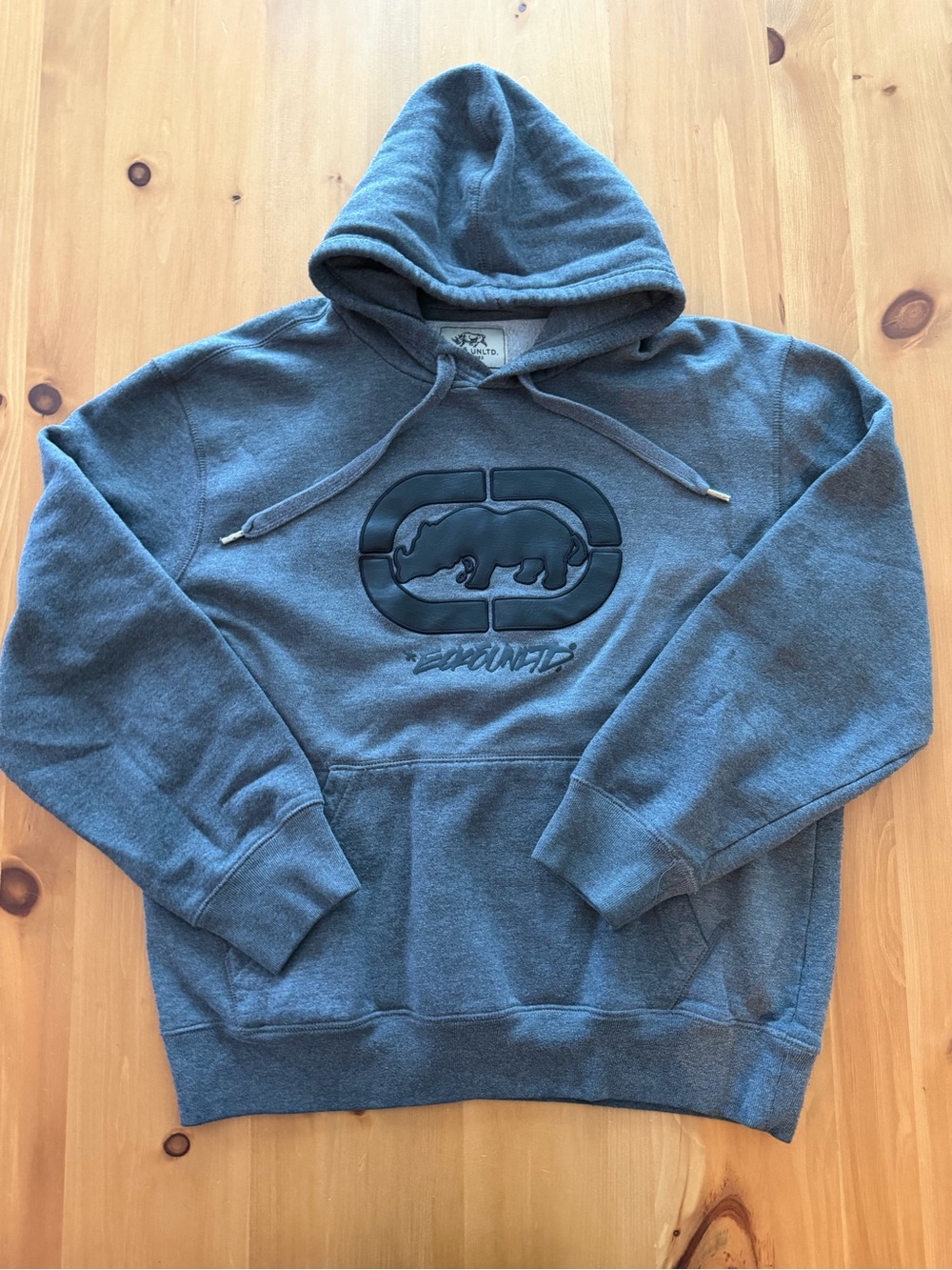 Vintage Ecko Unltd. Heather Grey Rhino Logo Hoodie - Size L